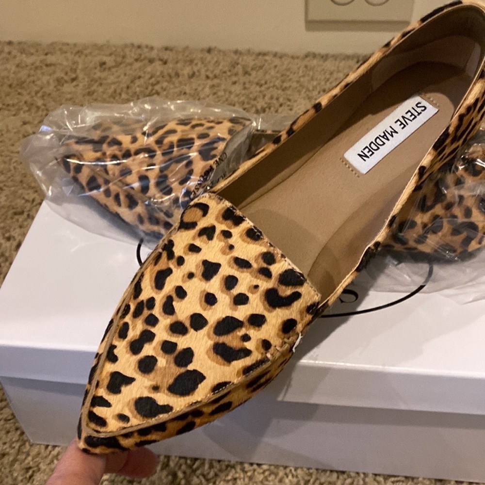 Steve Madden Featherl Leopard Flat Women's Tan 9